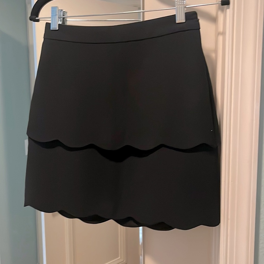 Club Monaco Black Scalloped Edge Mini Skirt